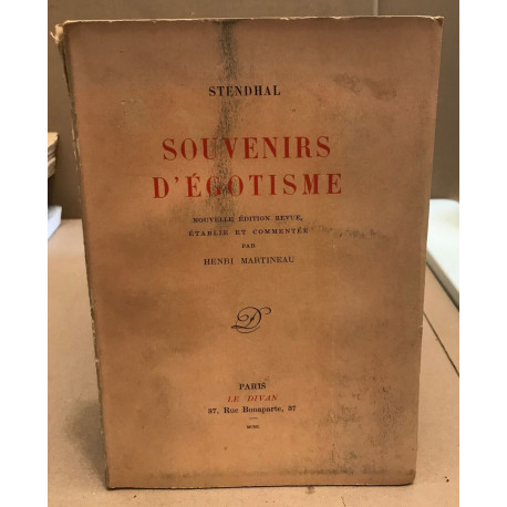 Souvenirs d'egotisme / nouvelle edition revue etablie et commentée...