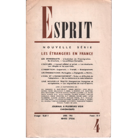 Revue esprit / numero spécial : les etrangers en france