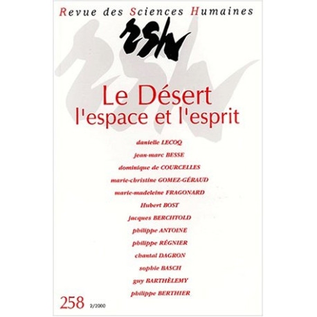 Rsh 258 - le desert l'espace et l'esprit