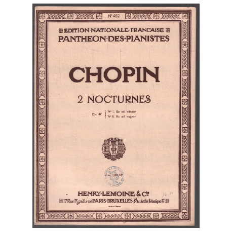 Chopin 2 nocturnes / opus 37 : n° 1 en sol mineur n° 2 en sol majeur