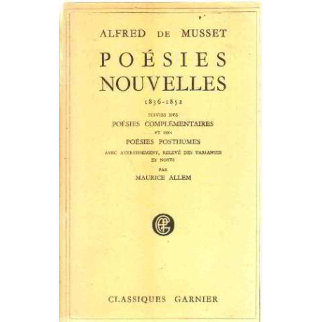 Poésies nouvelles. 1836-1852. suivies des poésies complémentaires...