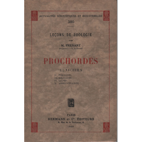 Lecons de zoologie n° 380 / prochordés tuniciers