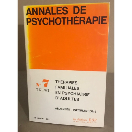 Thérapies familiales en psychiatrie d'adultes