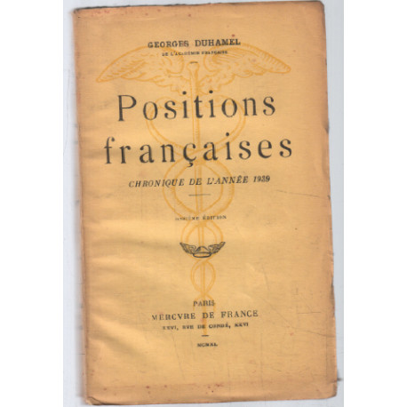Positions francaises / chronique de l'année 1939