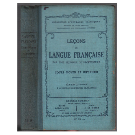 Lecons de langue francaise / cours moyen et supérieur