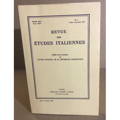 Revue des études italiennes / tome 23