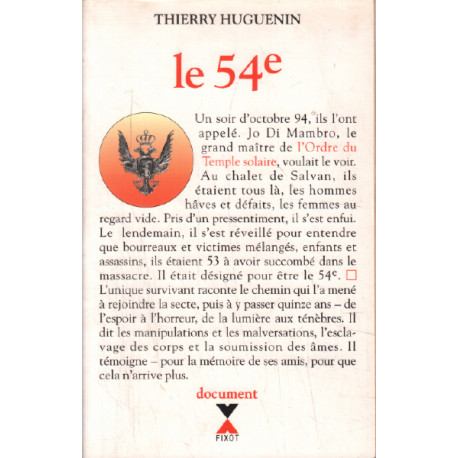 Le 54e. Le rescapé du massacre de la secte du temple solaire