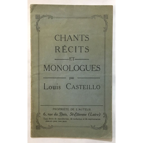 Chants récits et monologues