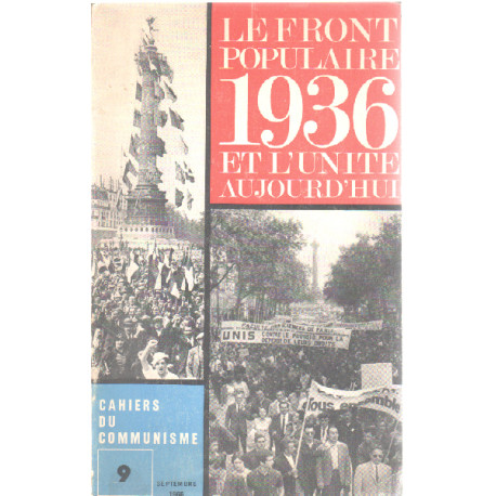 Le front pouplaire 1936 et l'unite aujourd'hui