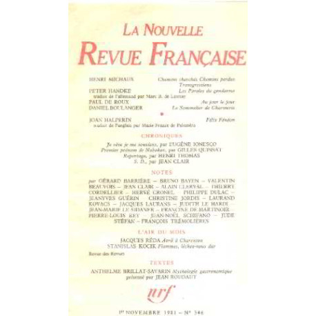 La nouvelle revue française n°346 / EO numerotée sur velin ( n° 6)