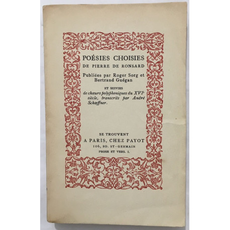 Poesies choisies (édition de 1924 suivies de choeurs polyphoniques...