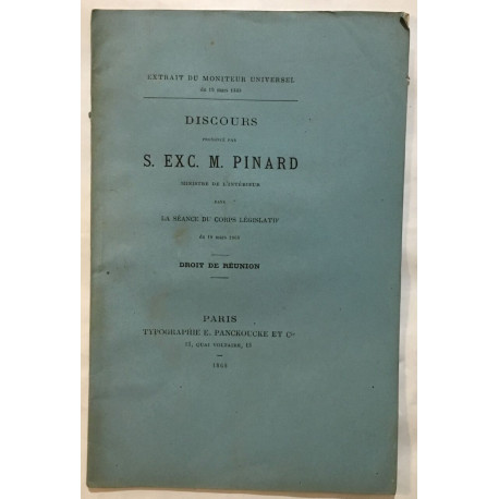 Discours prononçé par son Excellence M. Pinard (18 mars 1868)
