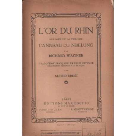 L'or du rhin / prologue de la trilogie : l'anneau du nibelung