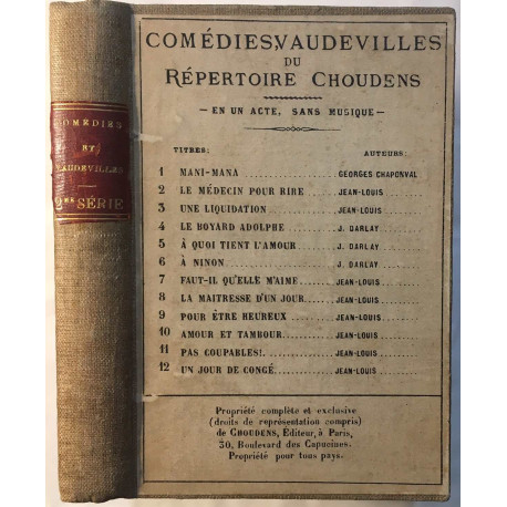 Comédies Vaudevilles du répertoires Choudens