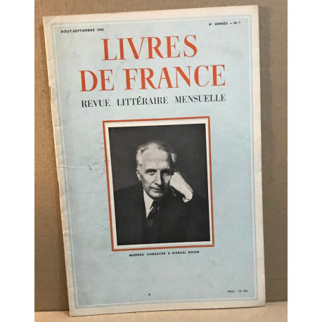 Livres de France Revue littéraire mensuelle/ aout-septembre 1955/...