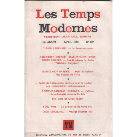 Les temps modernes n° 429