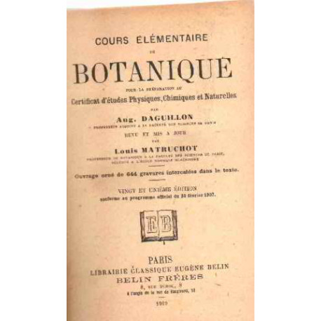 Cours elementaire de botanique
