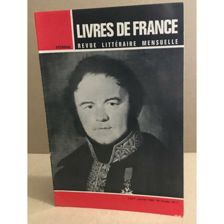 Livres de France Revue littéraire mensuelle/ janvier 1968 / stendhal