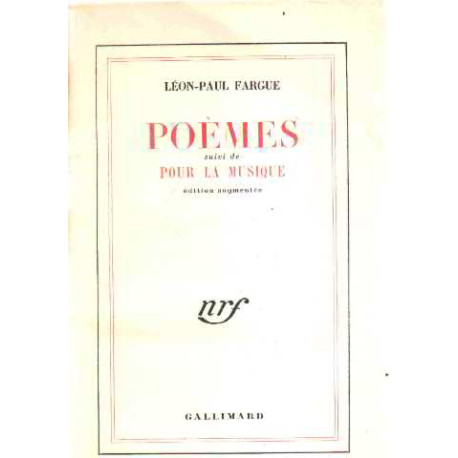 Poemes suivi de pour la musique