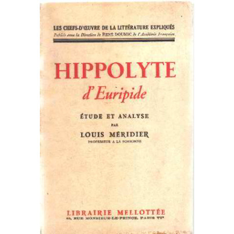 Hippolyte d'euridipe / etude et analyse