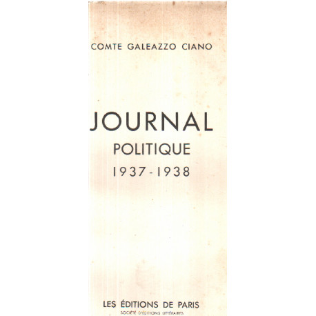 Journal politique 1937-1938