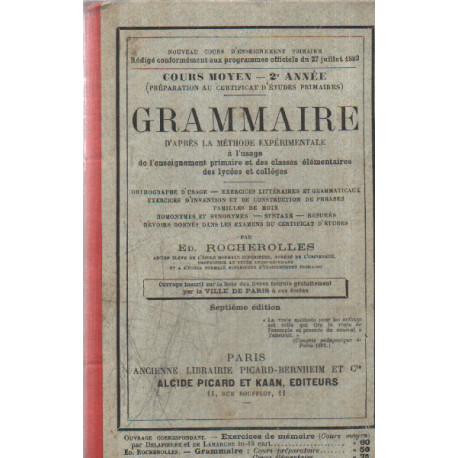 La grammaire française cours moyen 2ème année 1882