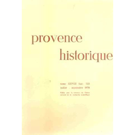 Provence historique /tome XXVIII/ fascicule 113