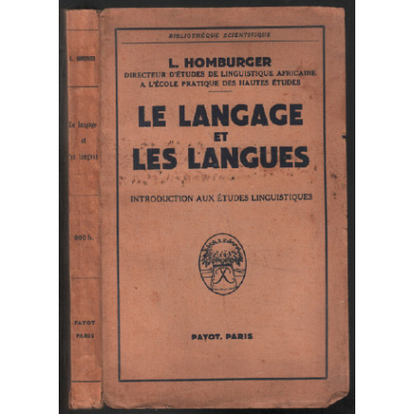 Le language et les langues : introduction aux études linguistiques