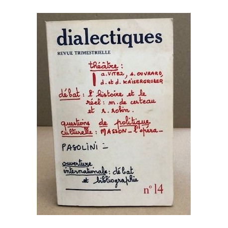 Revue trimestrielle dialectiques n° 14