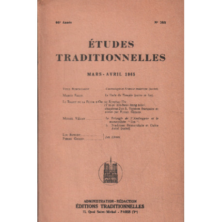 Etudes traditionnelles n° 388 / mars avril 1965