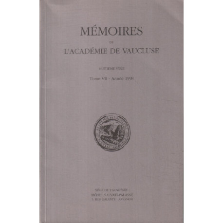 Mémoires de l'académie de Vaucluse / huitième serie / tome 7
