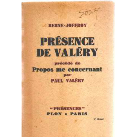 Presence de valery precedé de propos me concernant par paul valery