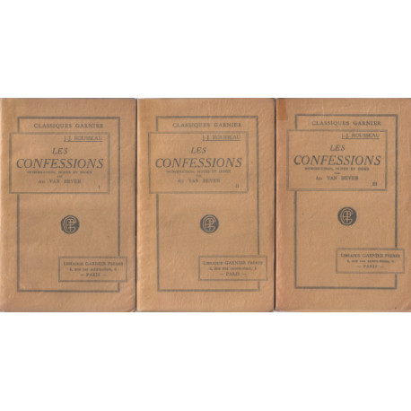 Les confessions /3 tomes / introduction notes et index par van bever