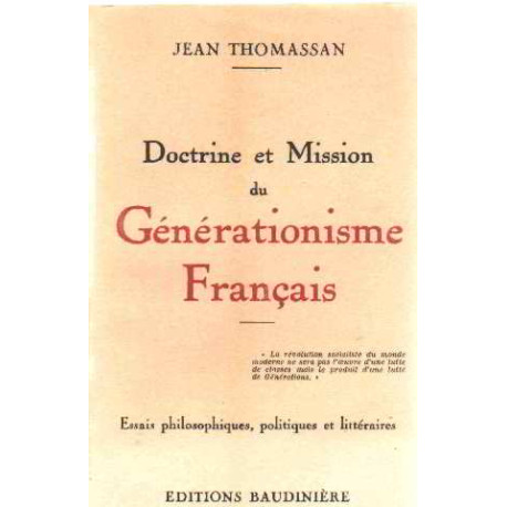 Doctrine et mission du generationisme français