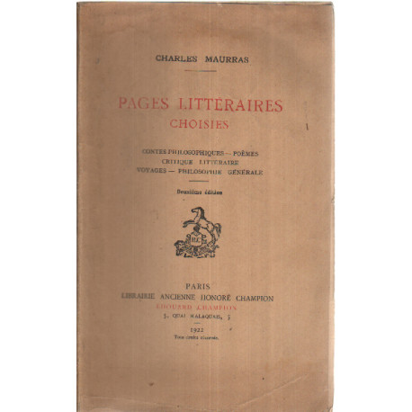 Pages litteraires choisies / contes philiosophiques -poemes -...