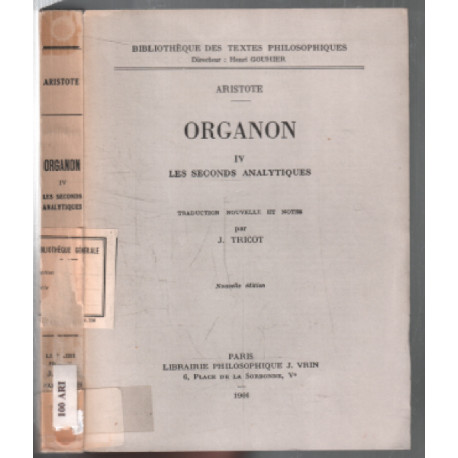 Organon : les seconds analytiques