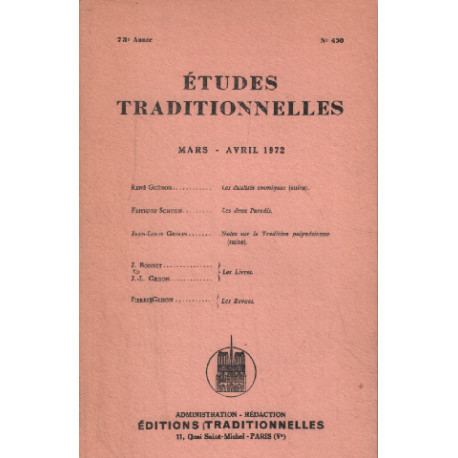 Etudes traditionnelles n° 430 / mars -avril 1972