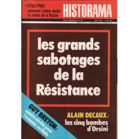 Revue historama n° 273 / les grands sabotages de la resistance