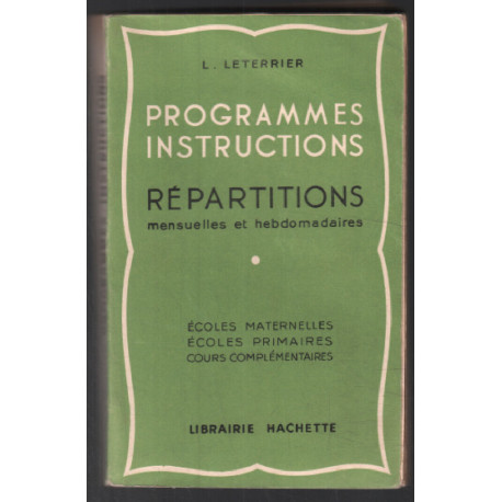 Programmes instructions : Réparations mensuelles et hebdomadaires