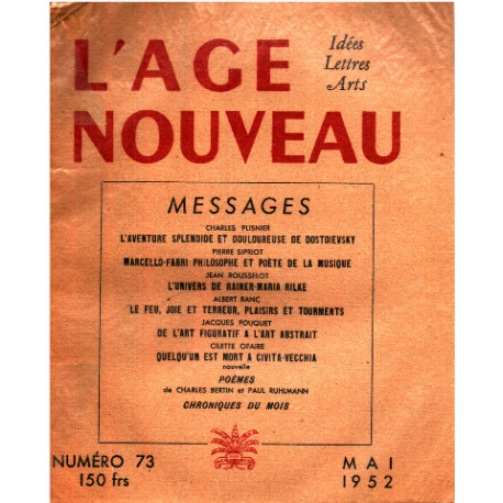L'age nouveau n° 73 / messages