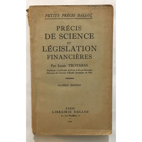 Precis de science et legislation financieres