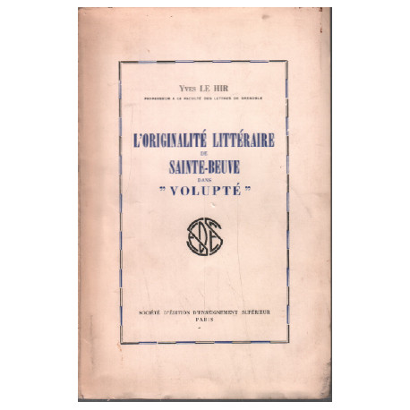 L'originalité littéraire de sainte-beuve dans volupté