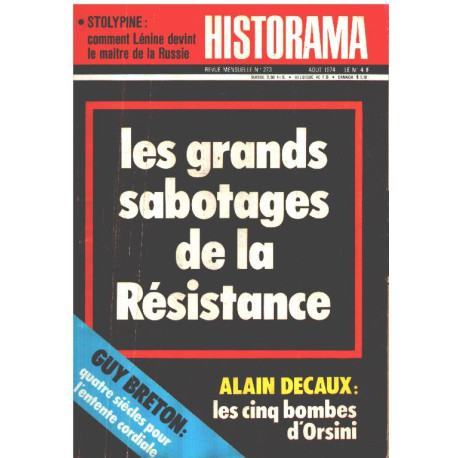 Revue historama n° 273 / les grands sabotages de la résistance