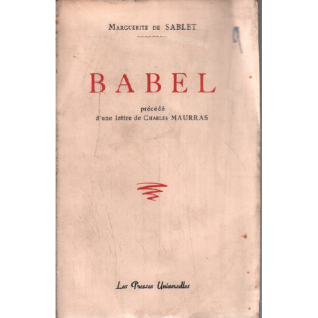Babel précédé d'une lettre de charles maurras