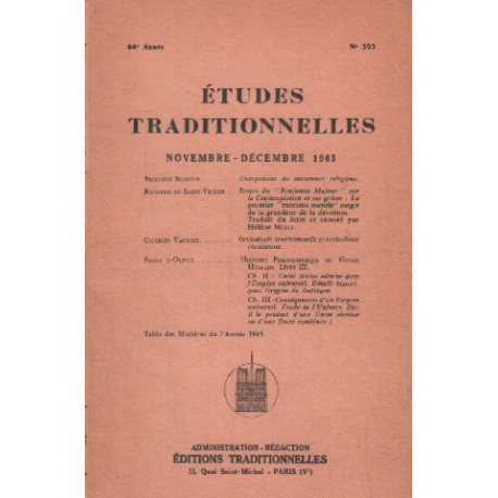 Etudes traditionnelles n° 392 / novembre-decembre 1965