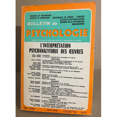 Bulletin de psychologie n° 336 / revue bimestrielle / articles sur...