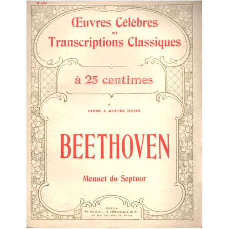 Menuet du septuot / piano a quatre mains ( partition )