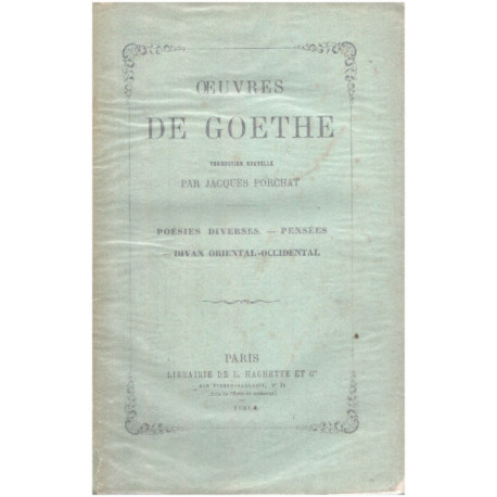 Poésies diverses -pensées -divan oriental occidental