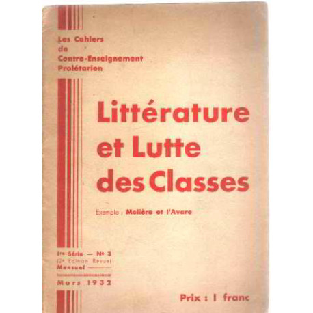 Les cahiers du centre -enseignement proletarien n° 3 / litterature...