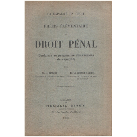 Précis élémentaire de droit pénal